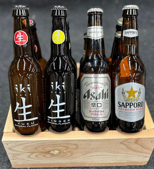Cadeau pakket met 4 verschillende soorten bier uit Japan.